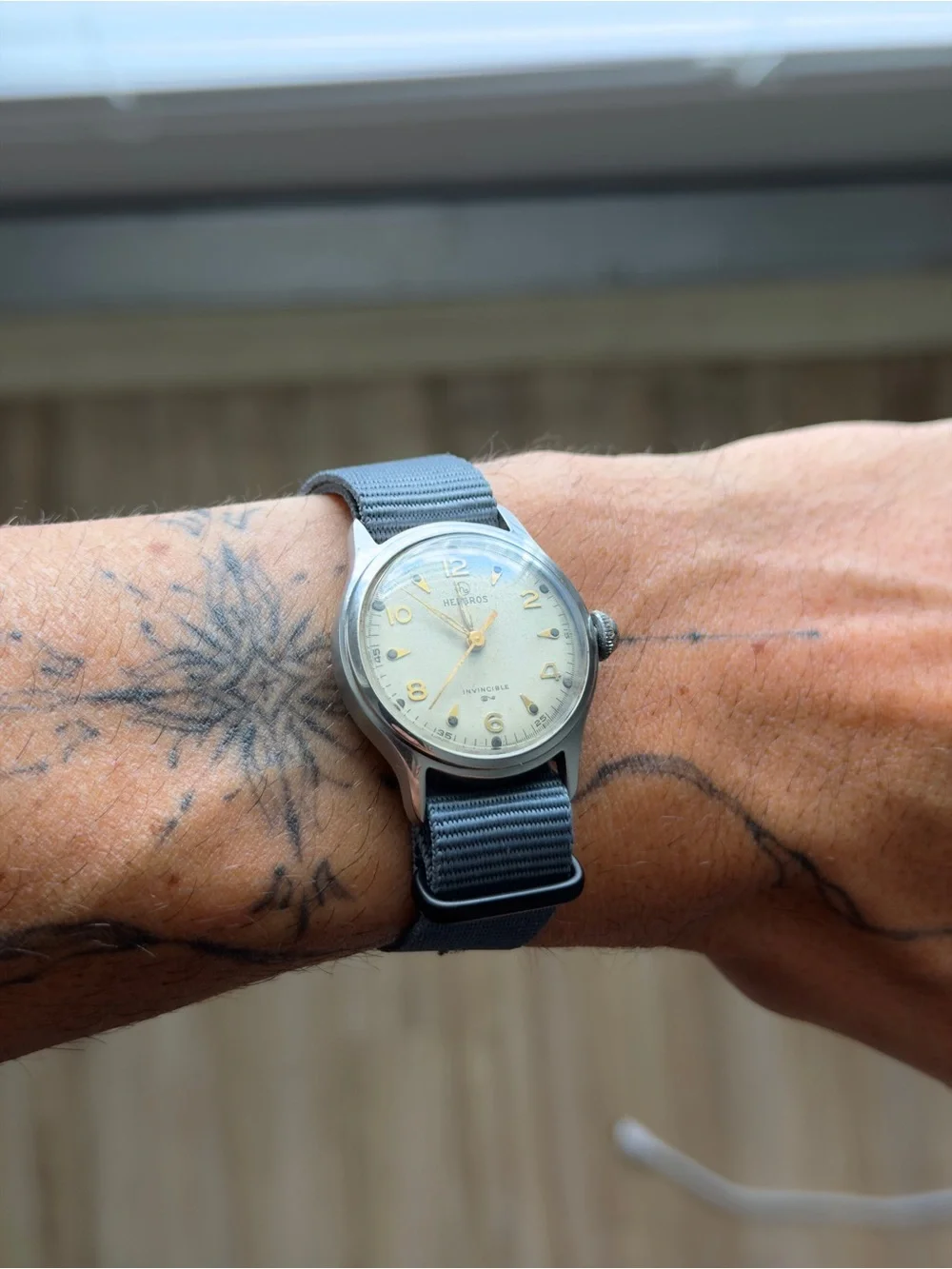 Helbros grey Strap Vintage-Style Men's Watch